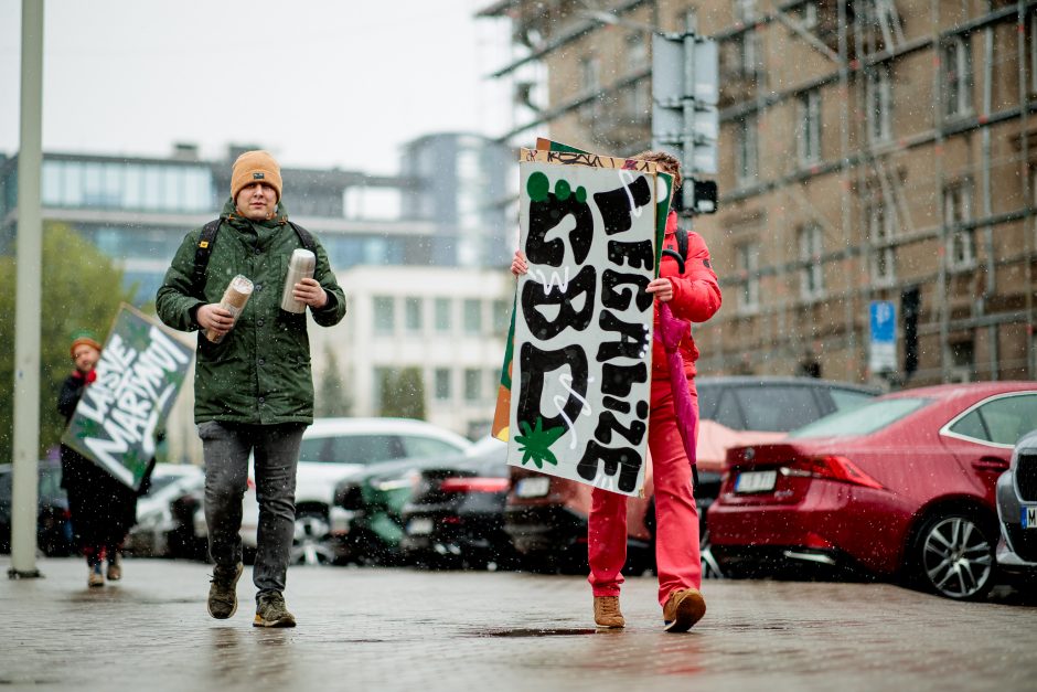 Protesto akcijoje susirinkusieji solidarizavosi su M. Simanynu: „Trupink žiedus, o ne žandikaulius“