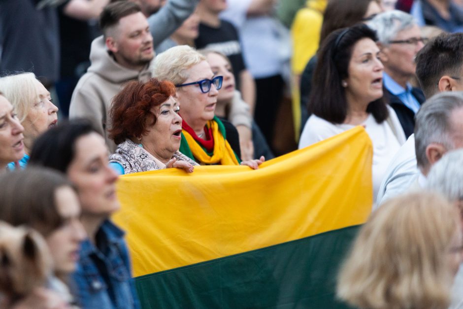 Triumfo eisenoje valdovų keliu nuėję tūkstančiai vilniečių giedojo Tautišką giesmę