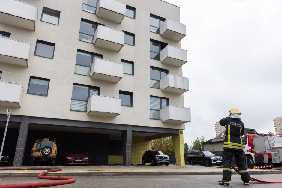 Per gaisrą Vilniaus Trimitų gatvėje žmogus apdegė ranką, rastas negyvas katinas