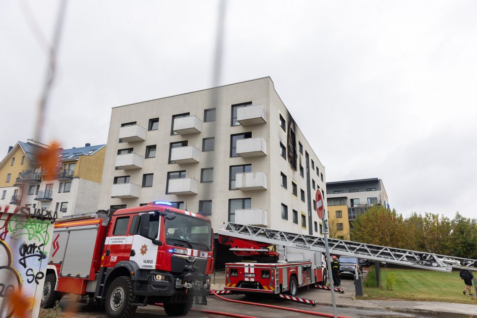 Per gaisrą Vilniaus Trimitų gatvėje žmogus apdegė ranką, rastas negyvas katinas