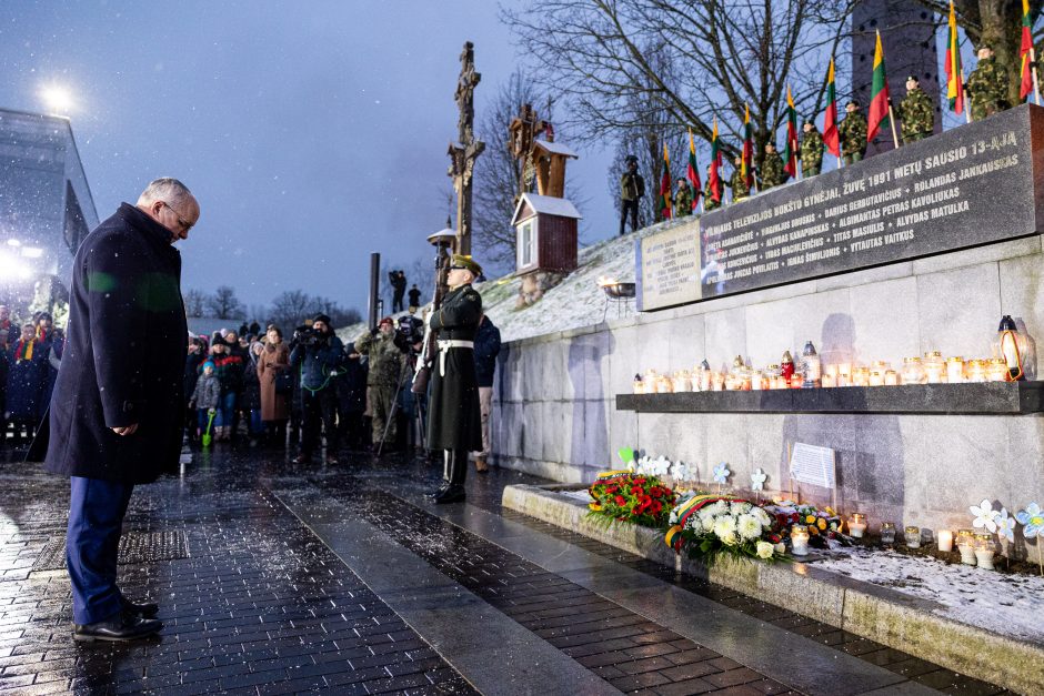 Atminimo laužų uždegimo ceremonija prie Vilniaus televizijos bokšto