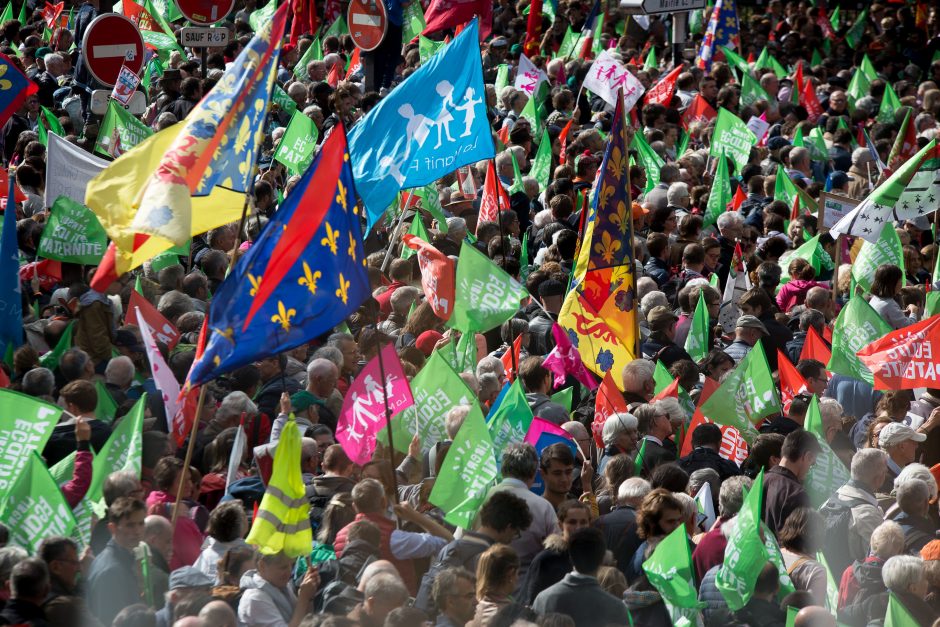 Paryžiuje protestuota prieš pagalbinio apvaisinimo galimybę vienišoms moterims