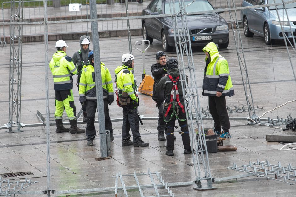 Vilniuje pradėta statyti Kalėdų eglė, papuošimai nušvies ir kitas sostinės centrines dalis