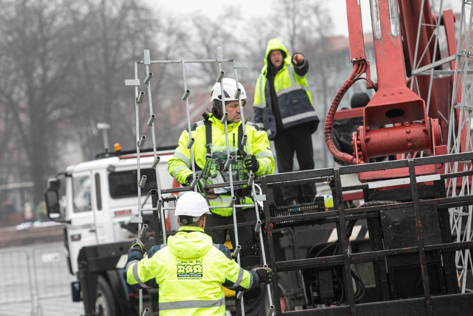 Vilniuje pradėta statyti Kalėdų eglė, papuošimai nušvies ir kitas sostinės centrines dalis