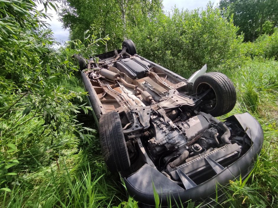 Trikojį pamatęs vairuotojas „kirto per stabdžius“: automobilis vertėsi, matuoklis – sudaužytas