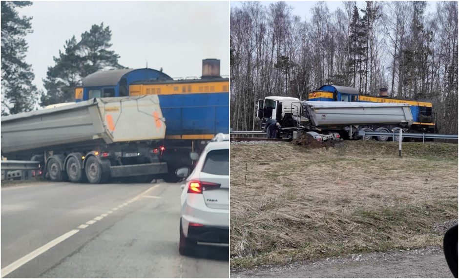 Avarija Klaipėdos rajone: geležinkelio pervažoje susidūrė vilkikas ir šilumvežis