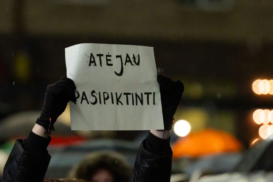 Prie Seimo protestuotojai gėdina socialdemokratus dėl koalicijos su „Nemuno aušra“