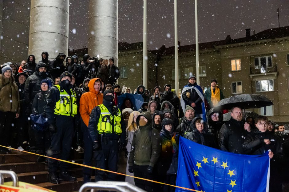 Prie Seimo protestuotojai gėdina socialdemokratus dėl koalicijos su „Nemuno aušra“