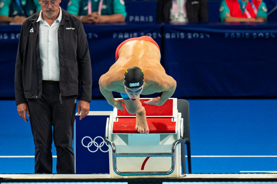 D. Rapšio plaukimas Paryžiaus olimpinių žaidynių finale