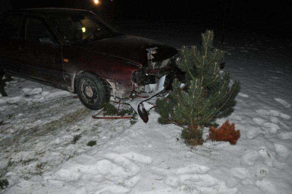 Ramus vakaras Kauno rajone baigėsi į kiemą su vartais įvažiavusiu automobiliu