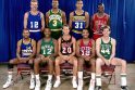 R.Kurtinaitis (stovi kairėje) su 1989-ųjų NBA snaiperių konkurso dalyviais.